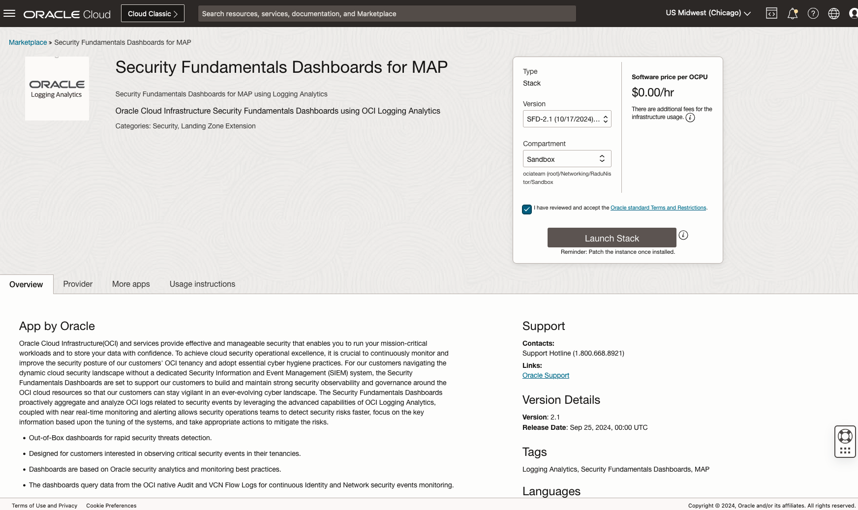 Figure 6. Security Fundamentals Dashboard Marketplace App