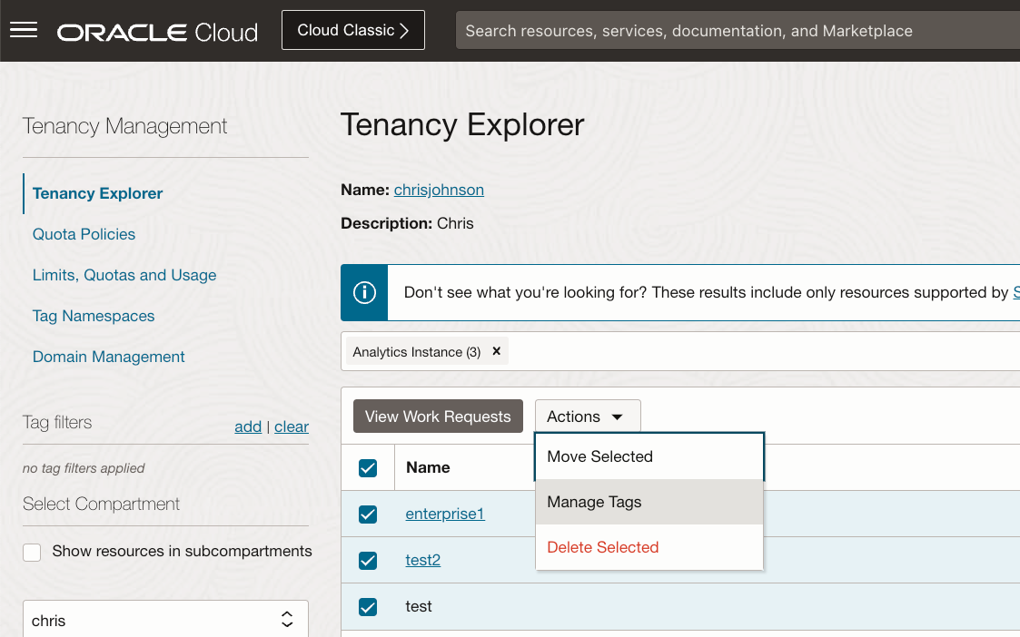 Edit multiple tags in Tenancy Explorer