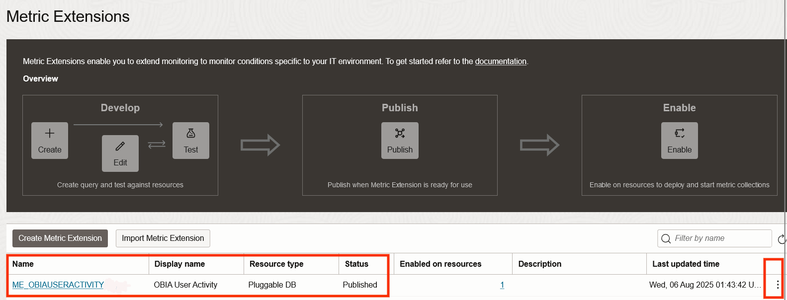 Create Metric Extension Continued