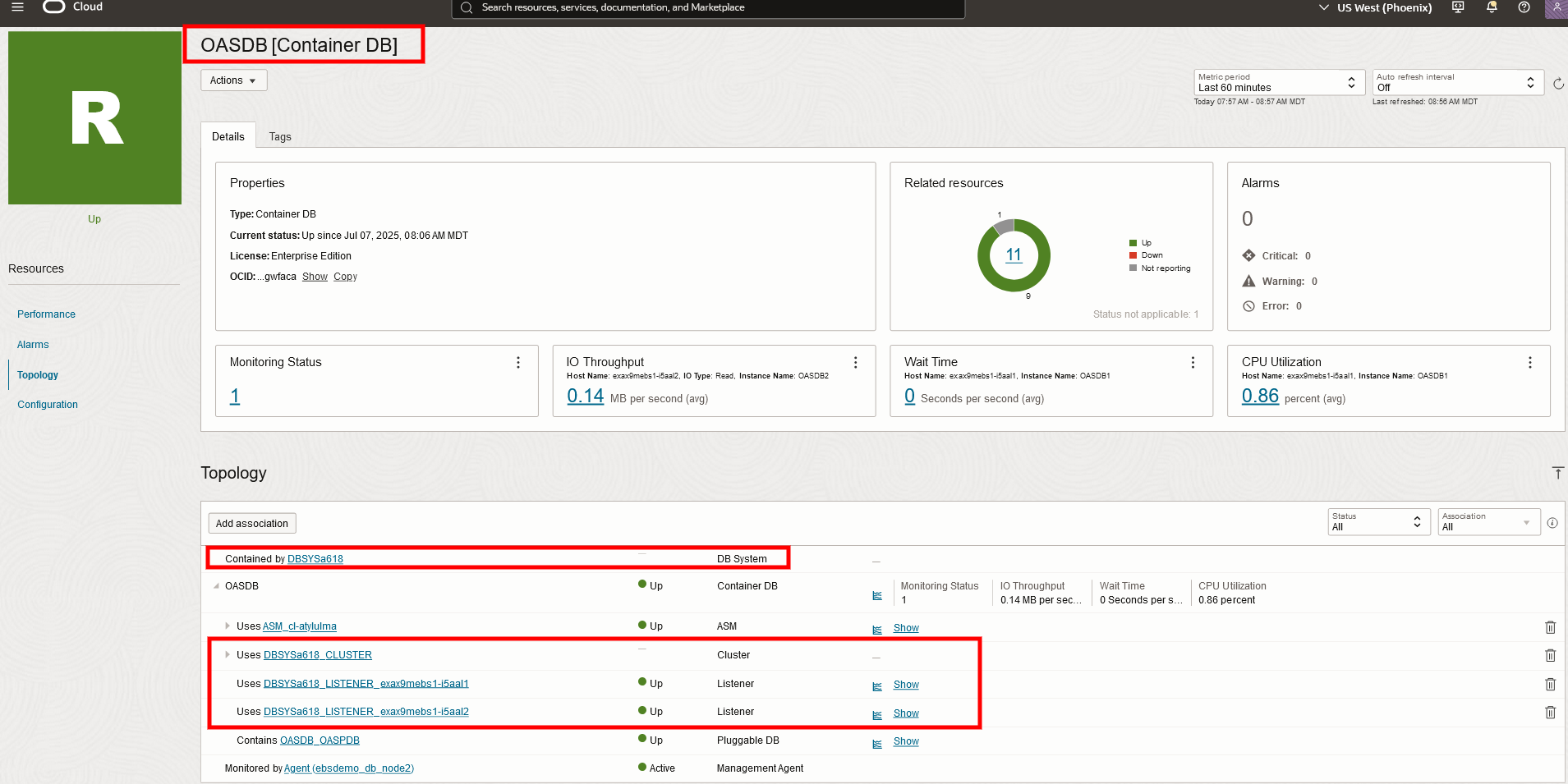 Stack Monitoring - Database Details