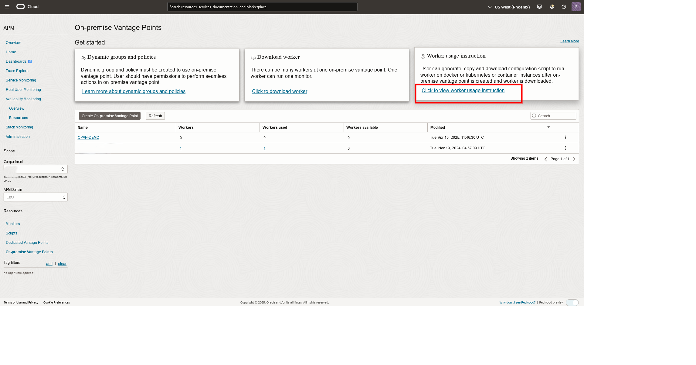 Deploy Worker Main Screen