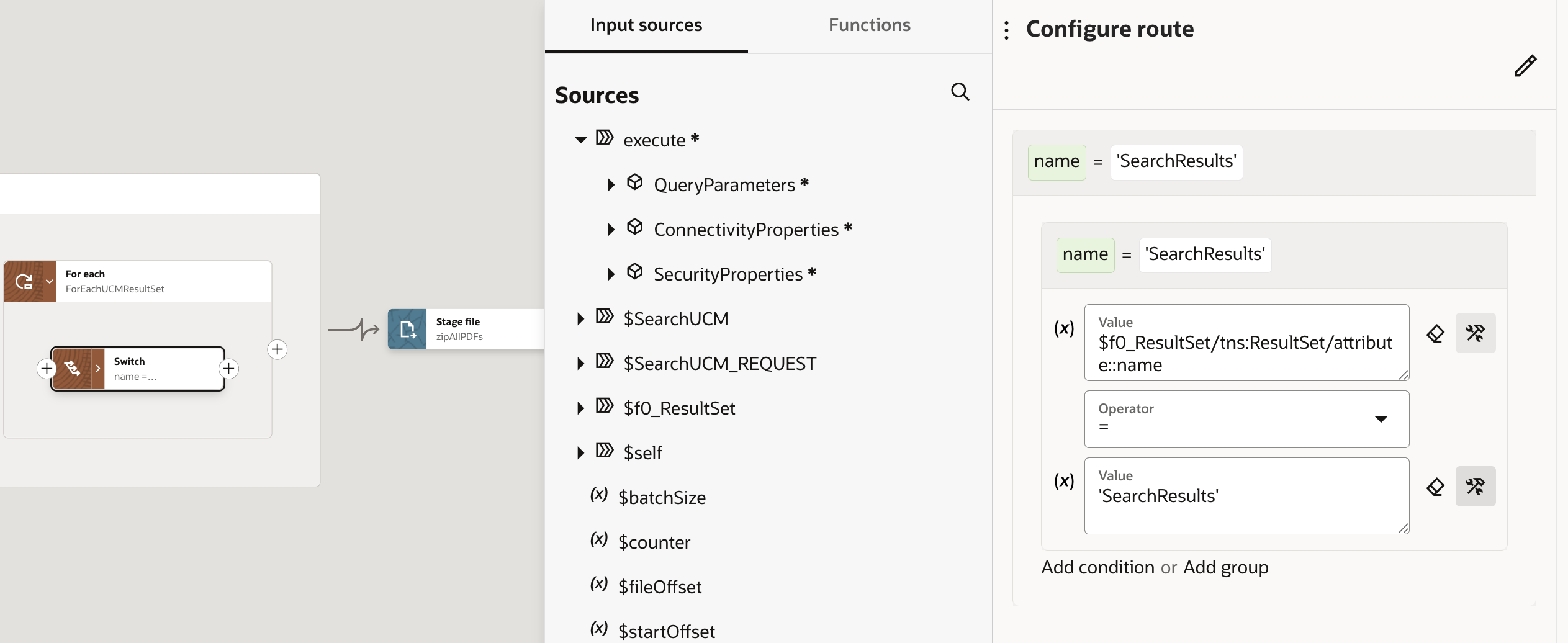 Switch statement to process the correct ResultSet element