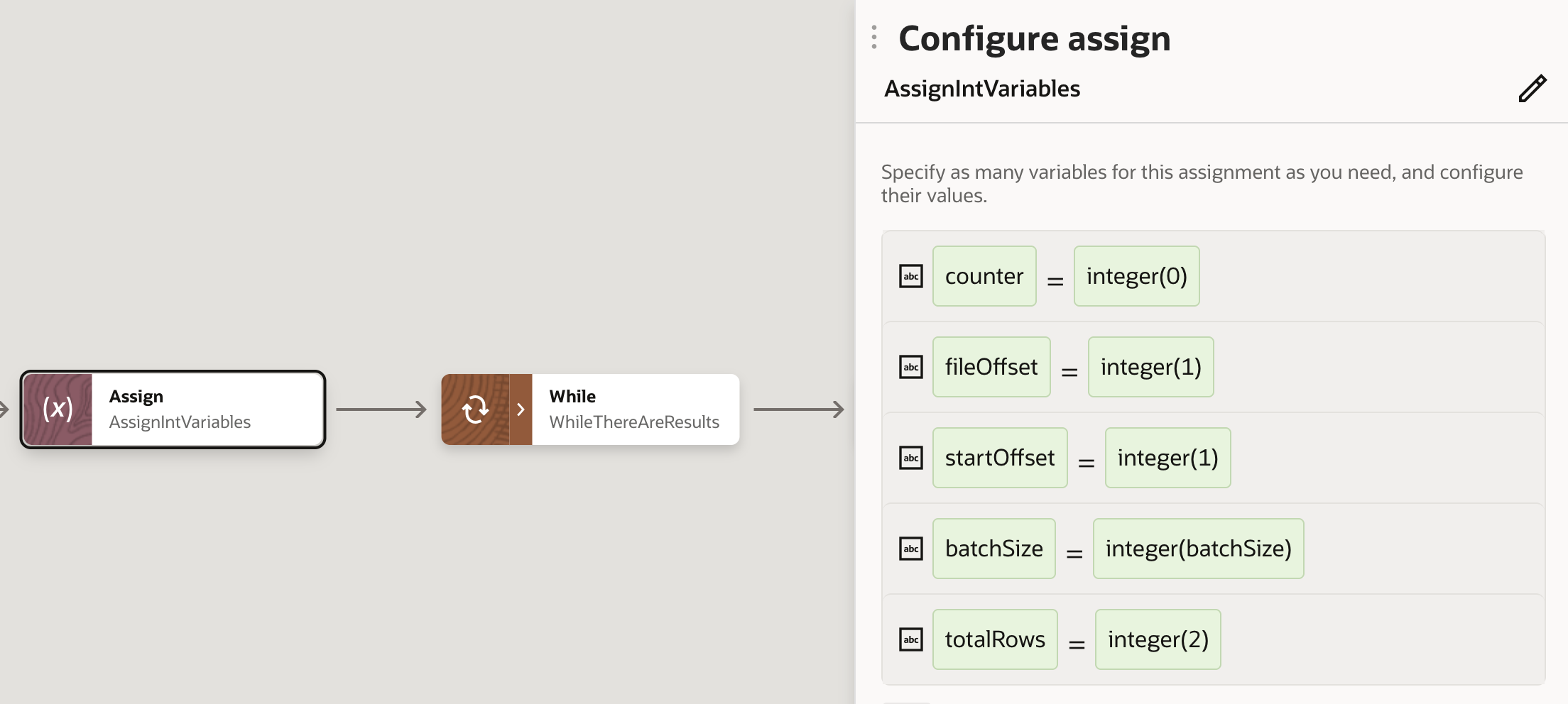 Assign initial values