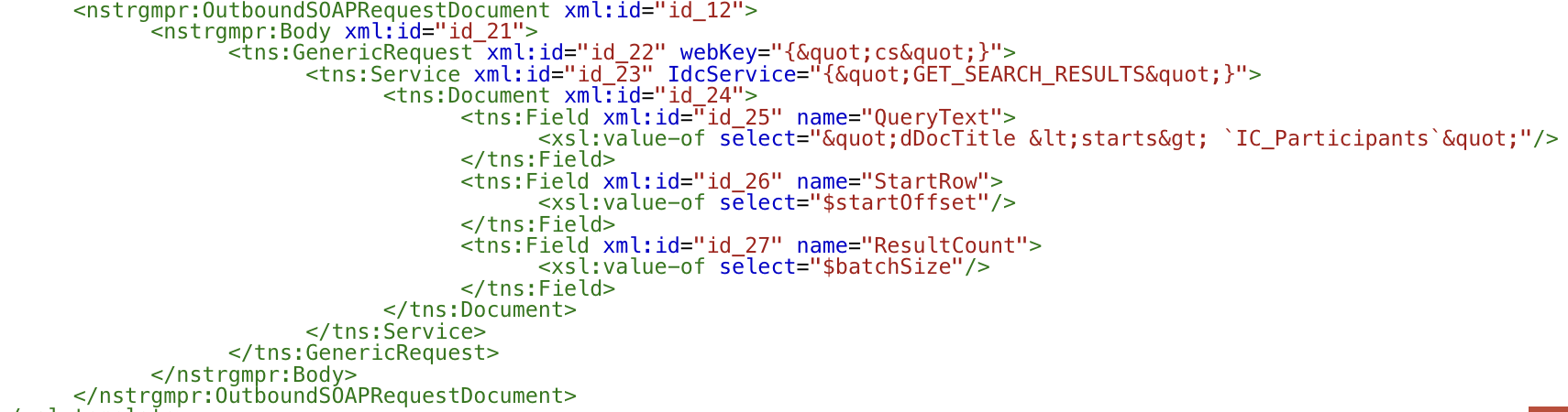 Code view of the Search UCM Mapping