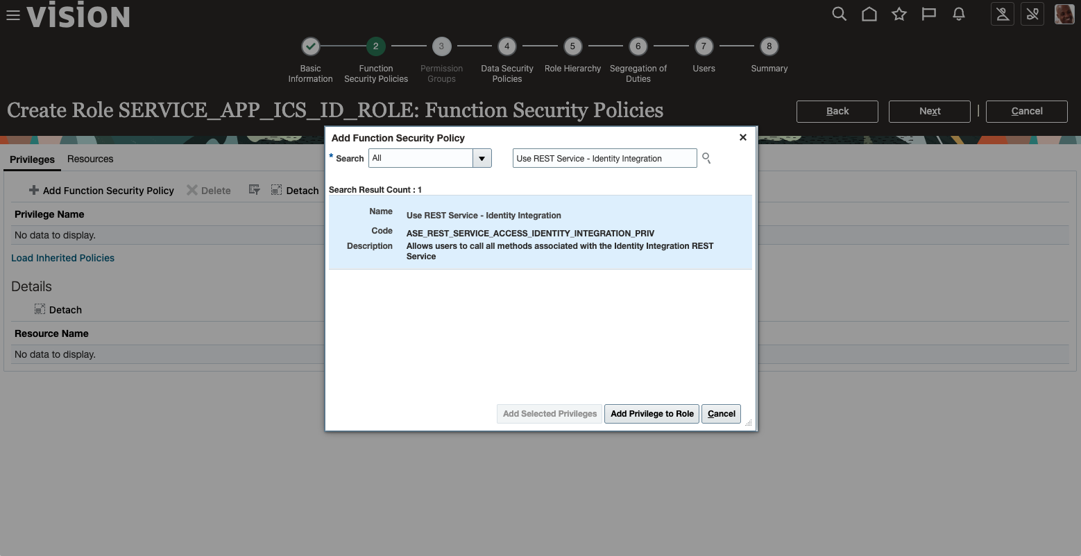 Figure 6: Fusion Applications Audit Logs Add Function Security Policy