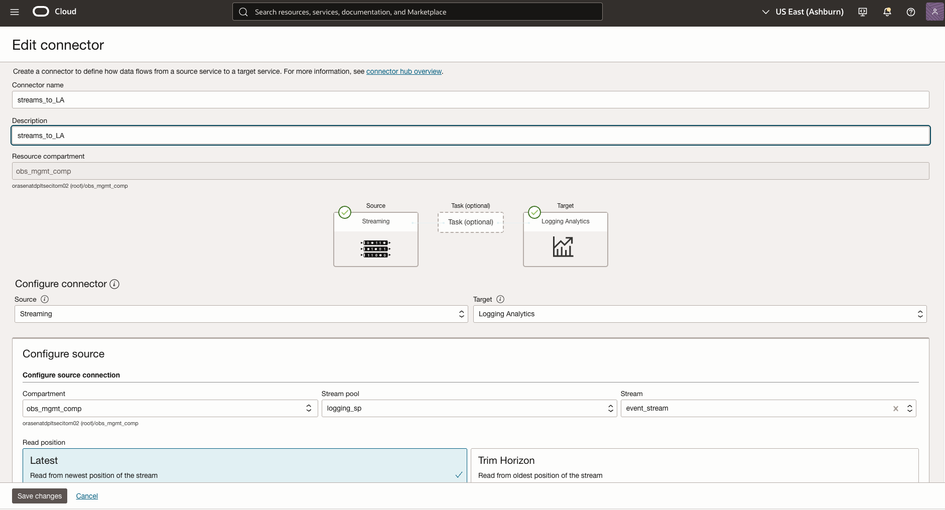 Figure 5: OCI Service Connector Hub Source Configuration
