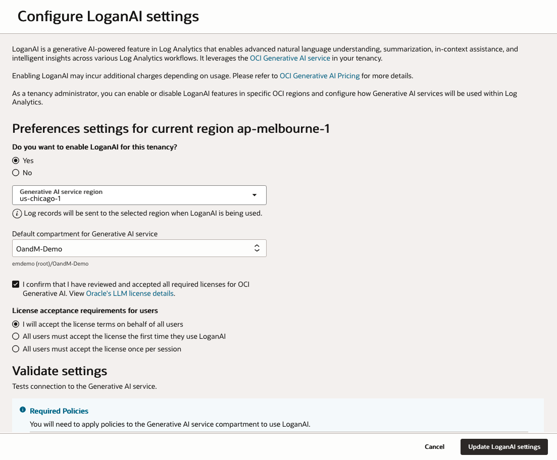 Figure 17: LoganAI Settings Updated