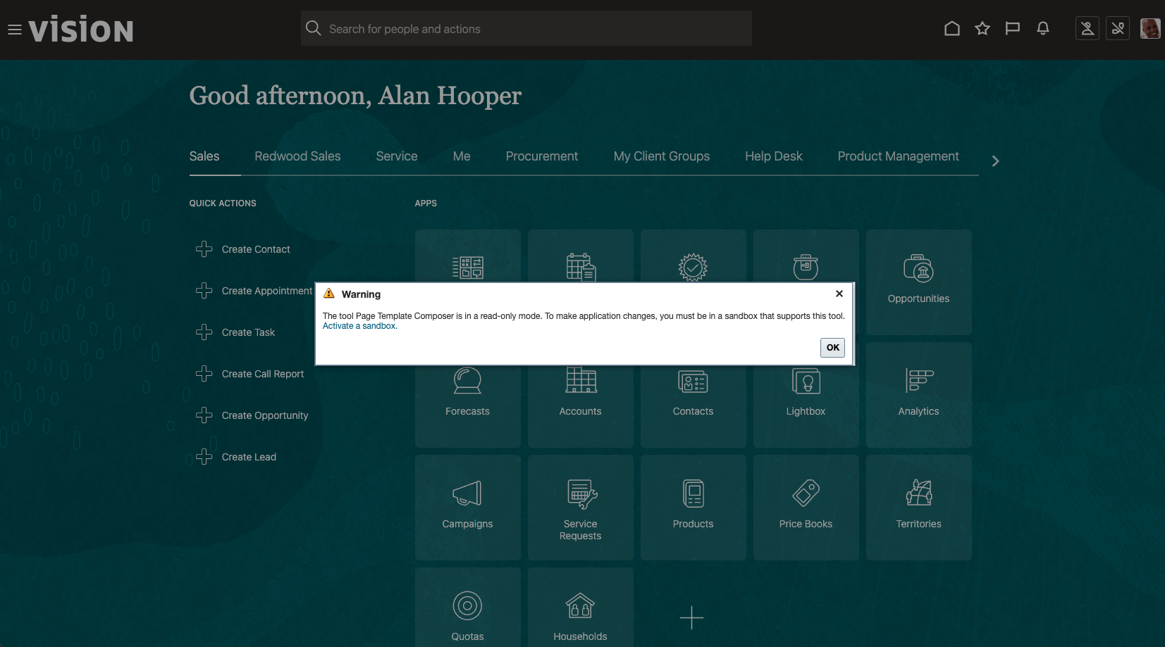 Figure 4: Activate a Sandbox