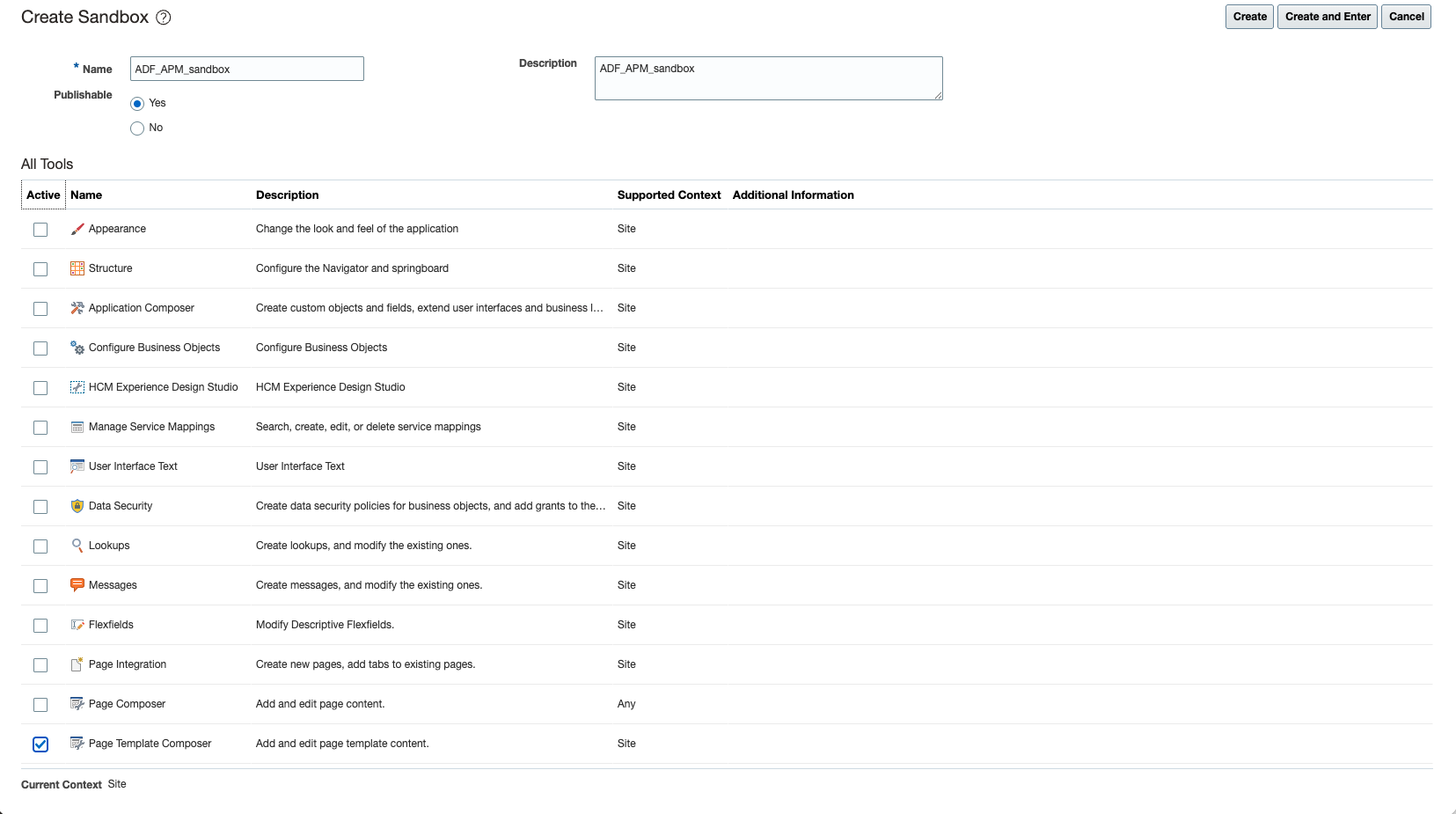 Figure 5: Create Sandbox
