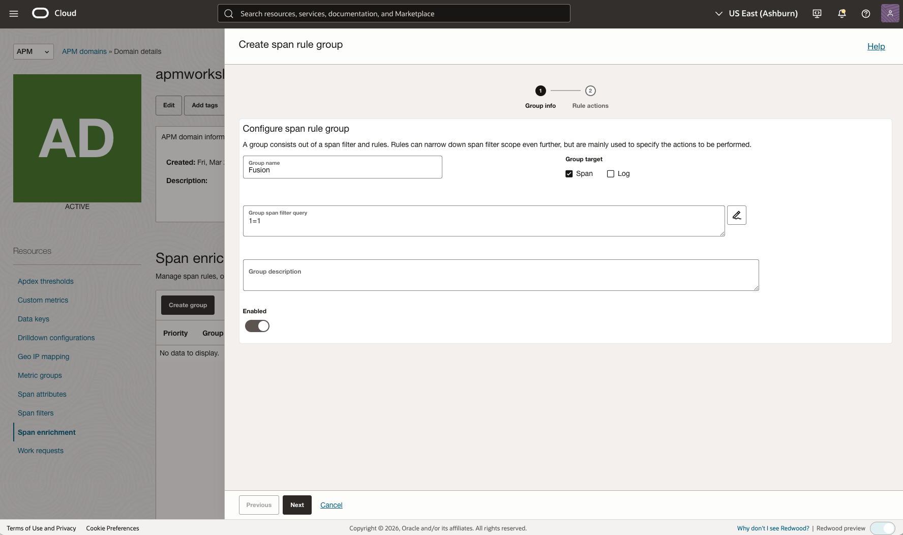 Figure 21: Create Span Enrichment