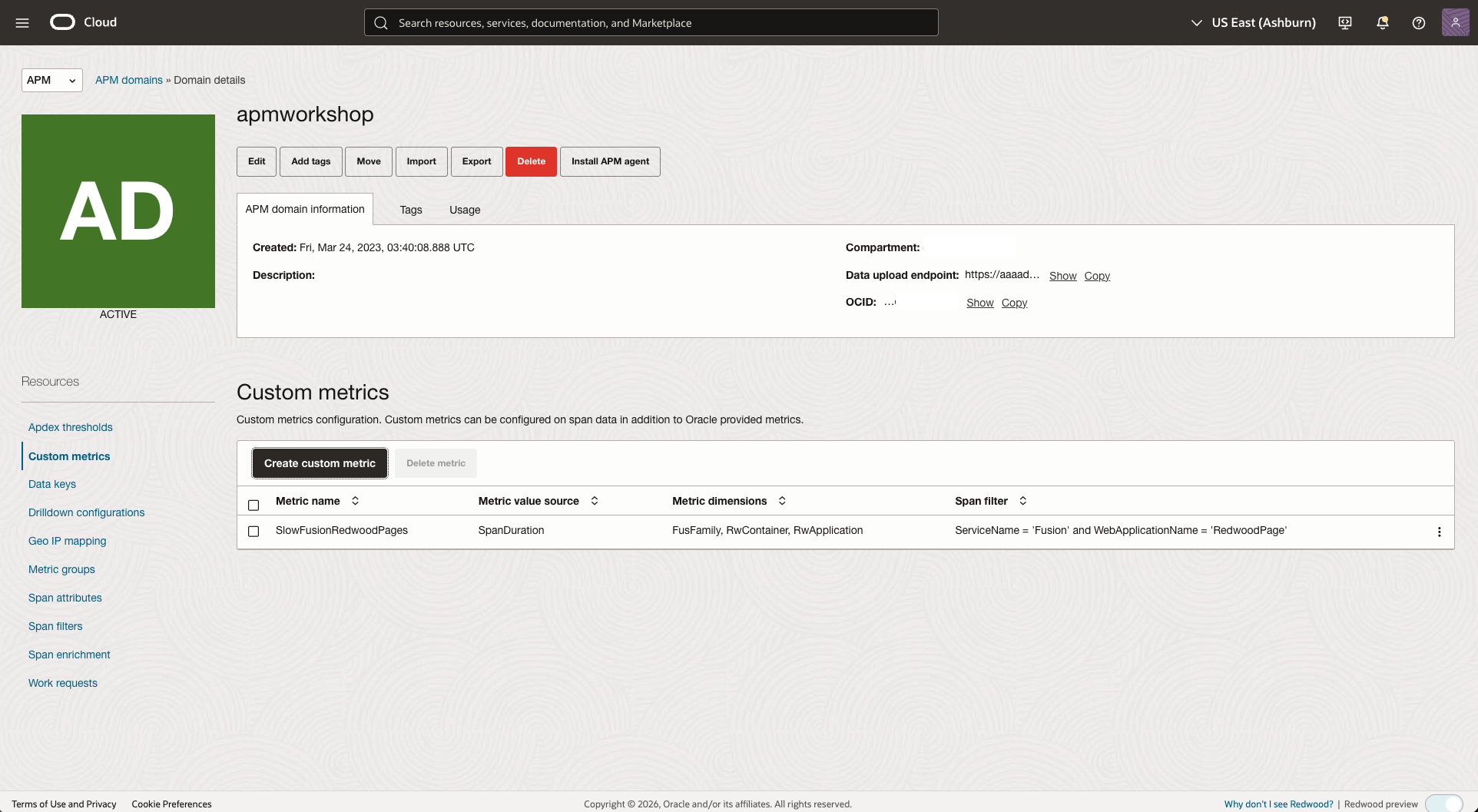 Figure 30: Fusion Monitoring APM RUM Custom Metric