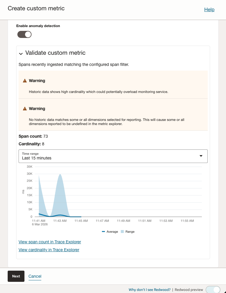 Figure 29: Custom Metric Large Volume Warning