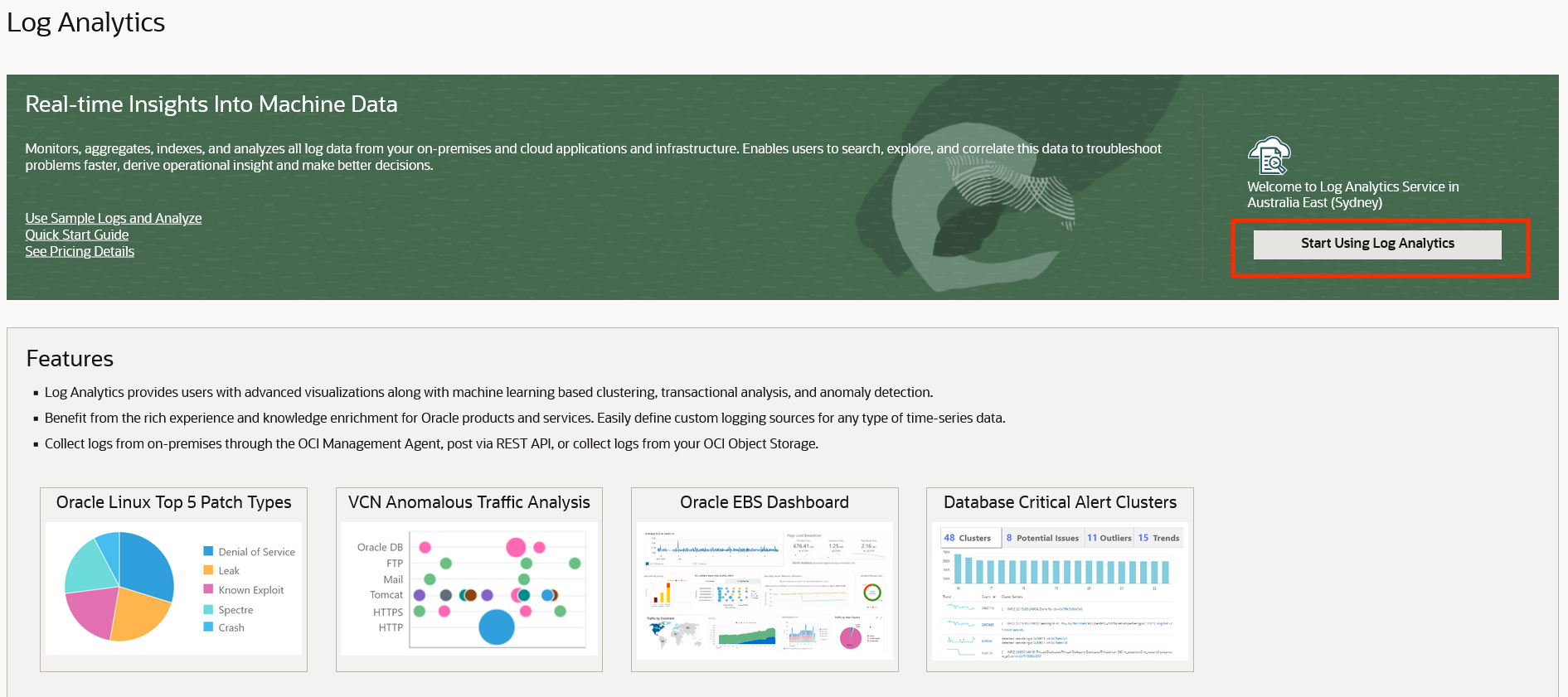 Enable Log Analytics Page 1