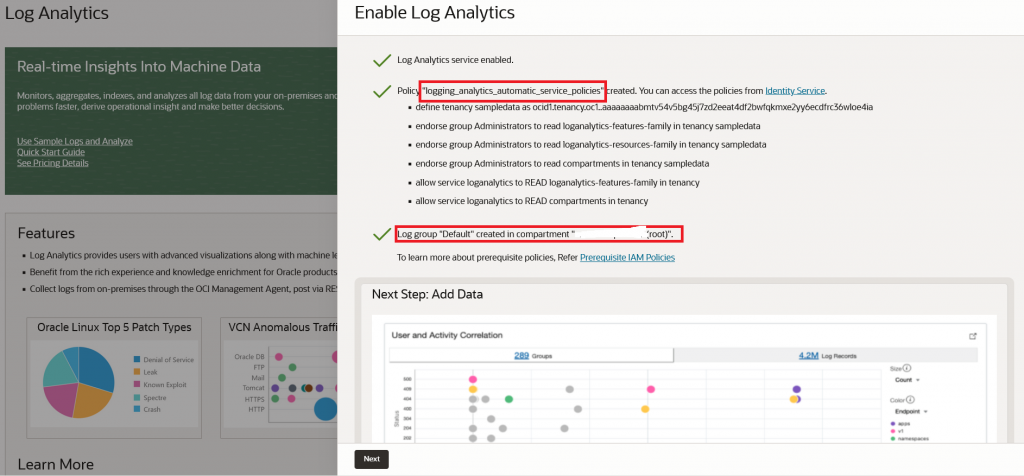 Enable Log Analytics Page 2