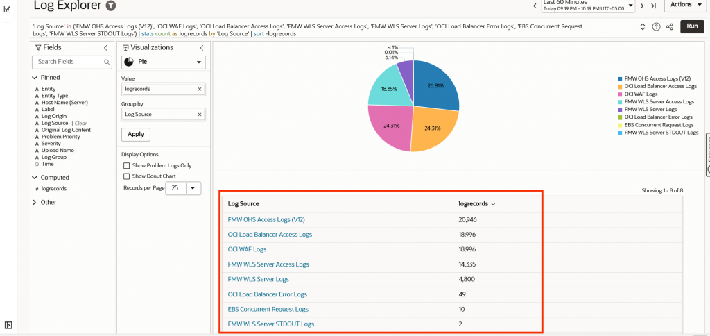 Log Explorer Main page