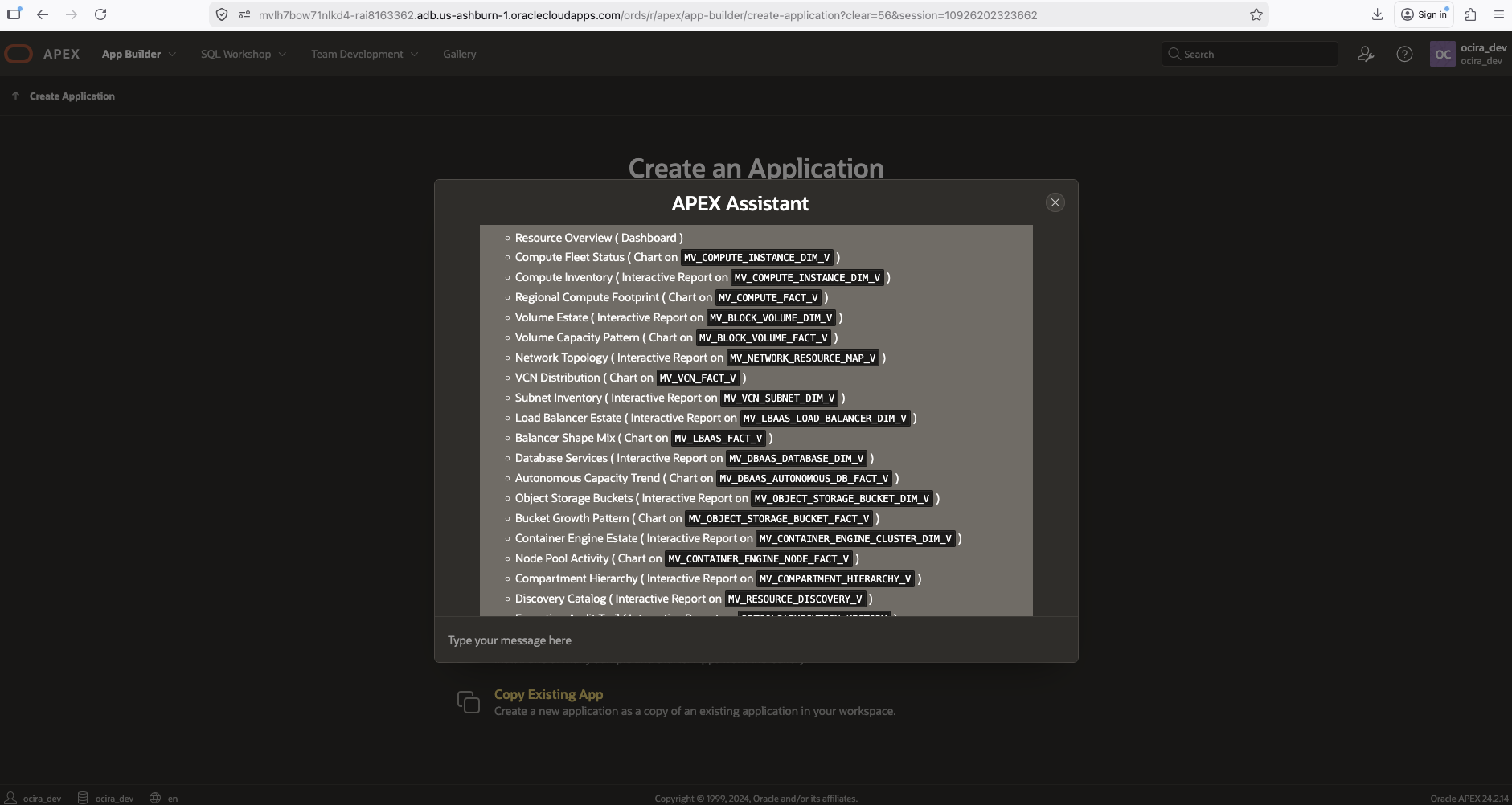 Figure 7: APEX Generative AI App Builder prompt