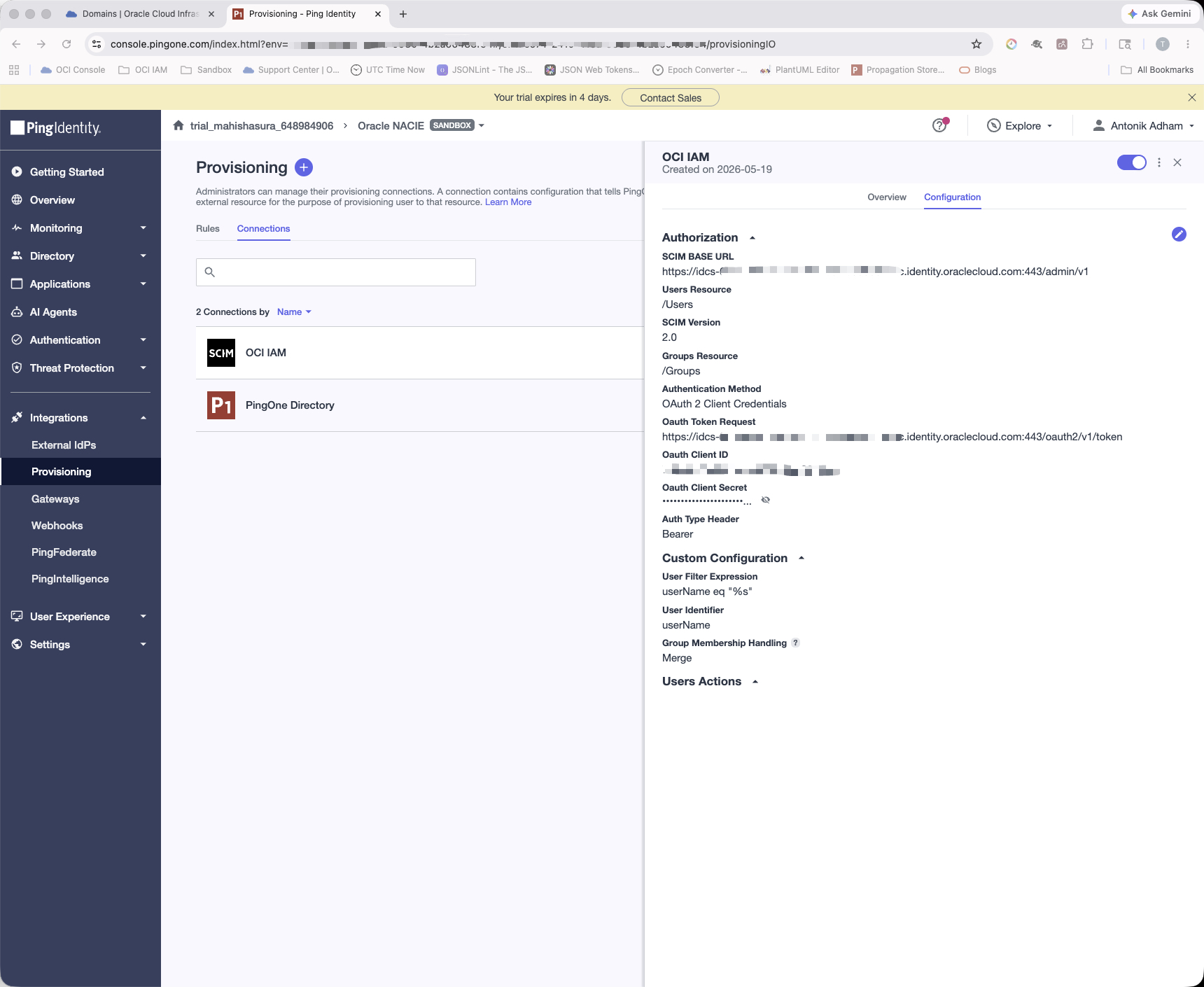 Setup SCIM provisioning from PingOne to OCI IAM | ateam