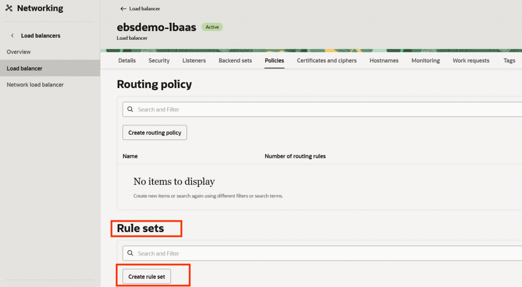 Load balancer Policies - Rule Sets