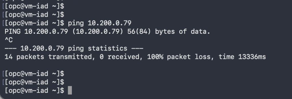 Ping Test from the Ashburn VM