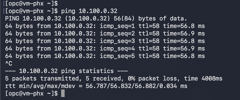 Ping test post from Phoenix to Ashburn post AS Override enablement