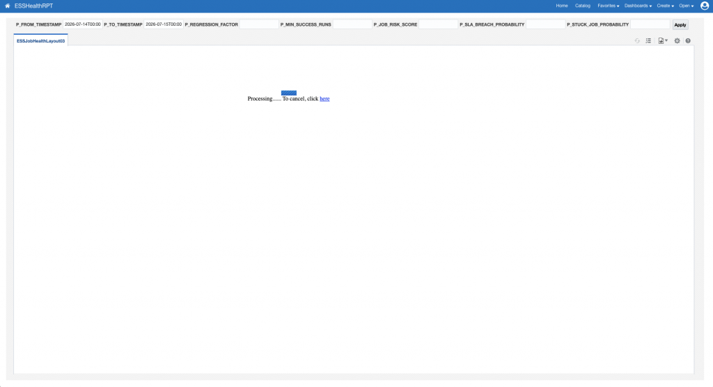 Figure 5: Run ESSHealthRPT with a bounded time range to validate the catalog installation