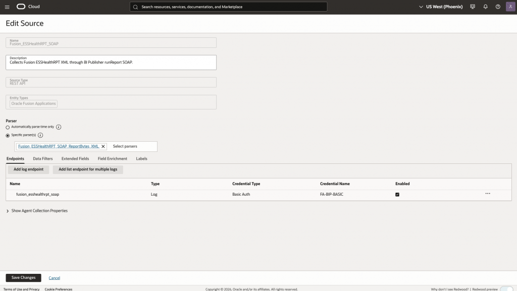 Figure 7: Verify the imported REST API source, SOAP wrapper parser, and endpoint configuration
