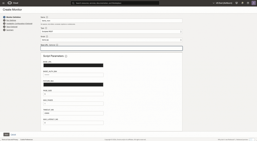 Figure 5. Historical monitor definition with an empty monitor-level Base URL