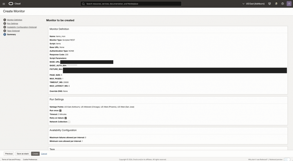 Figure 9. Reviewing the historical monitor summary before creation